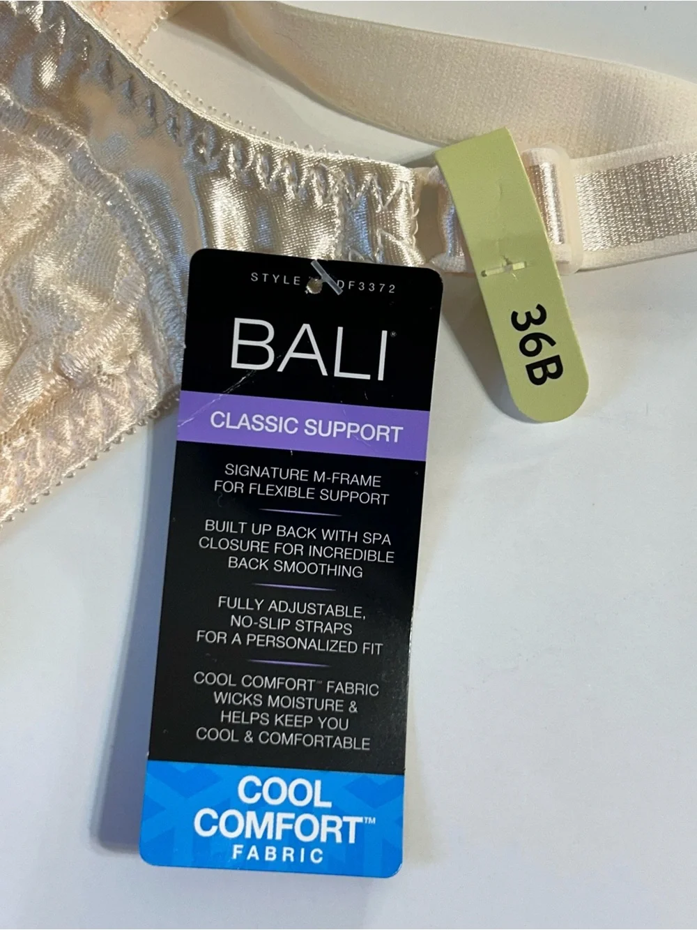 Bali Classic Support Non-Wired Bra -‎ Champagne 36B new with tags D1